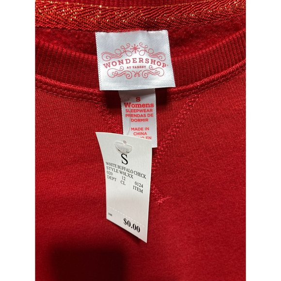 Wondershop Pajama 3pc Set Small Buffalo Check Shorts Red Sweatshirt Matching Bag - Picture 6 of 12